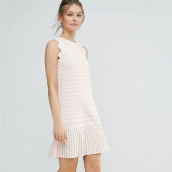 Ted Baker London RELIOA Flippy Metallic Jacquard Pink Dress Size 12 / 14 USA - 5 - Picture 2 of 16